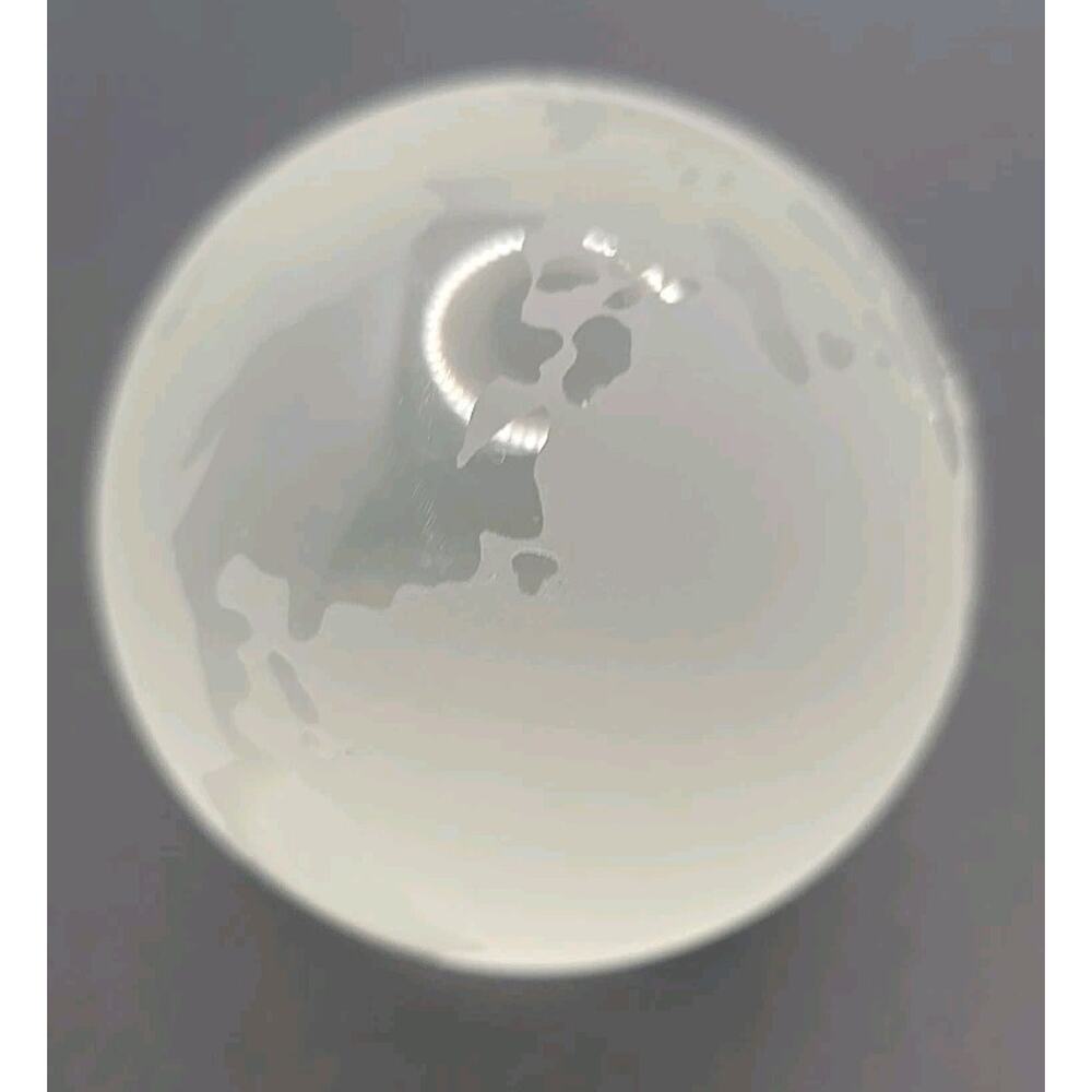 Vintage Frosted & Clear Glass World Globe Round Paperweight Solid Glass U310